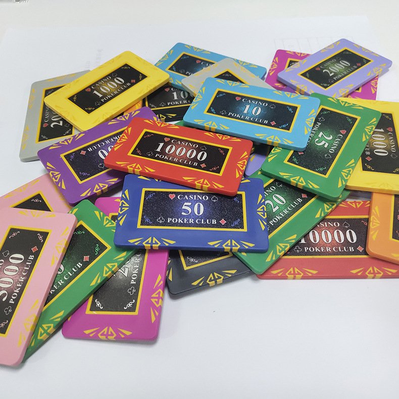 High Quality Clay Rectangular Square Poker Chip Sticker,ceramic Baccarat mahjong card game chip coin,Casino Poker Chips.