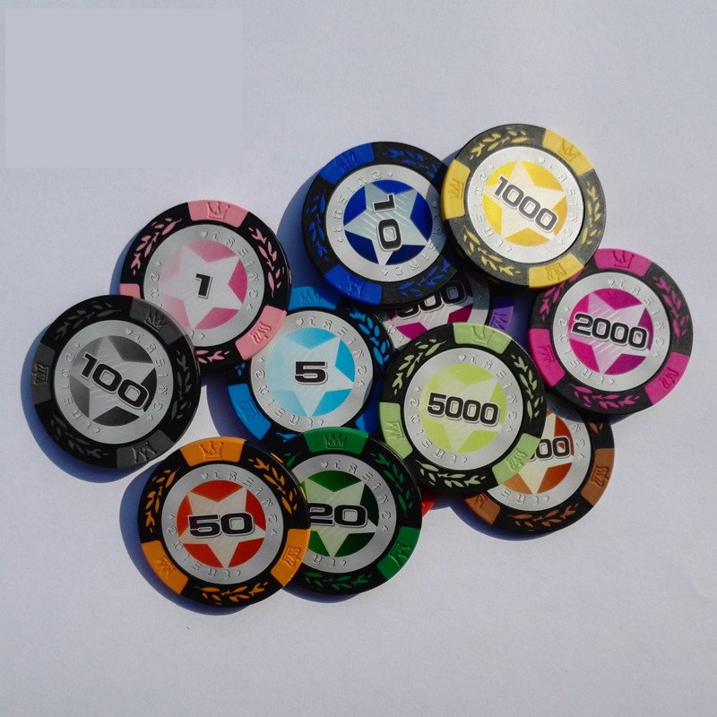 Factory direct sales 14g double color crown wheat US dollar clay chip coin Texas Poker