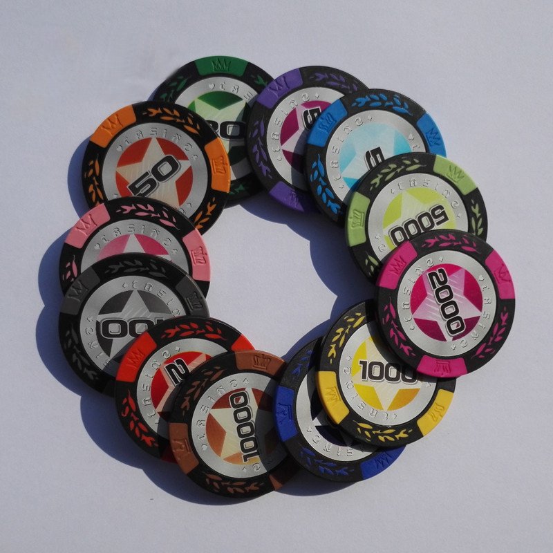Factory direct sales 14g double color crown wheat US dollar clay chip coin Texas Poker