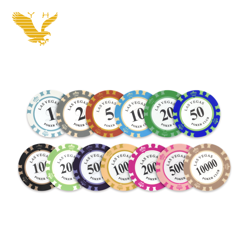 YH 300 pcs Crown Fichas De Pker Profesionales Plain Rounders Prenumbered 14g Clay Poker Chips Set