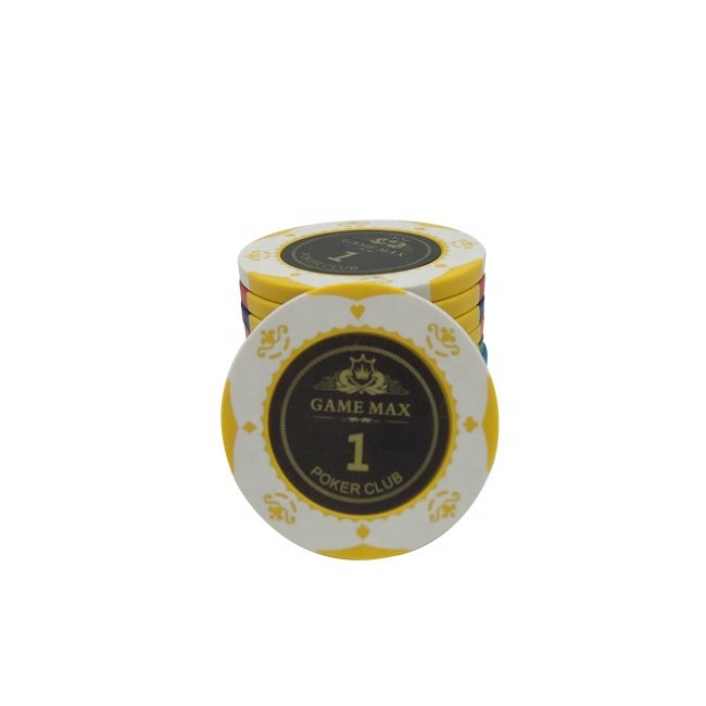 Kaile custom sticker 14g clay poker chips round custom logo game max with 40mm tournament size for caisno poker club gambling