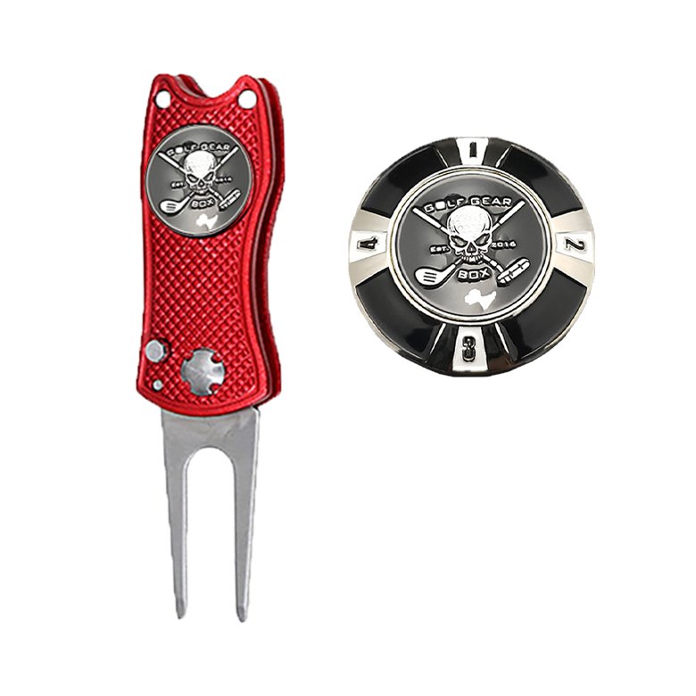 Wholesale enamel golf poker chip golf divot repair tool with ball marker