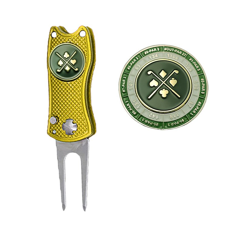 Wholesale enamel golf poker chip golf divot repair tool with ball marker