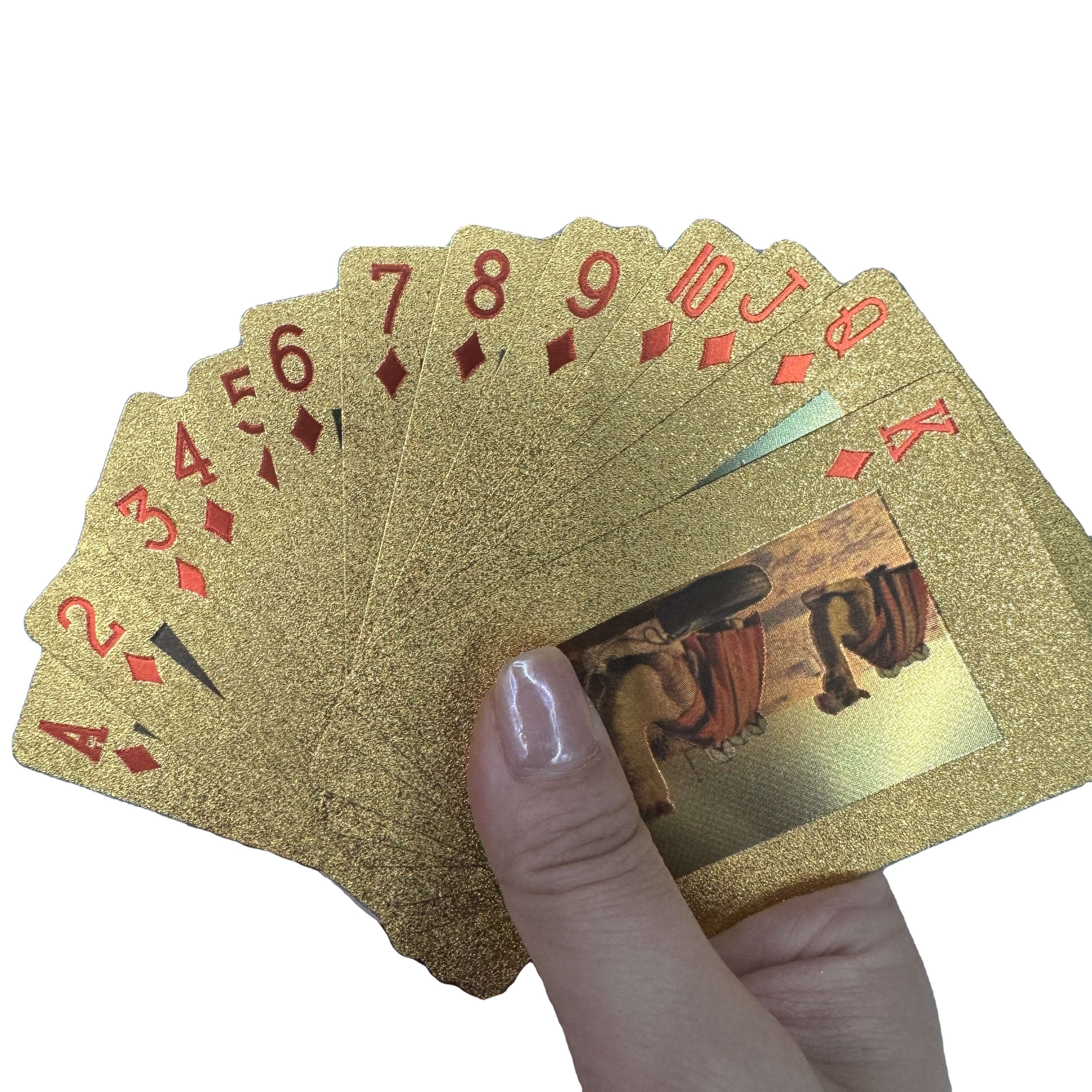 Gold Painted dubai middle east style poker cards Frosted portrait stars Texas hold em pvc playing poker cards