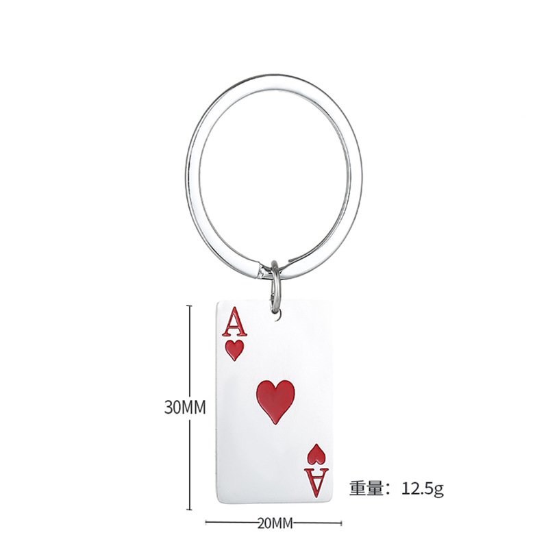Promotion Poker Personality Good Luck Keychain Amulet Ace Of Hearts And Ace Of Spades Stainless Steel poker Metal Car Key Chains