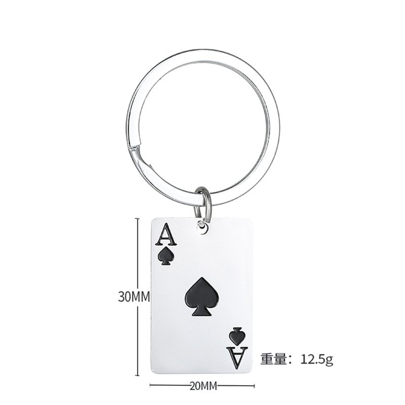 Promotion Poker Personality Good Luck Keychain Amulet Ace Of Hearts And Ace Of Spades Stainless Steel poker Metal Car Key Chains