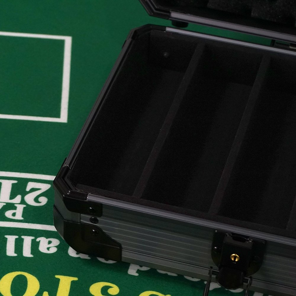 Casino poker room professional ceramic poker chips set 500 1000pcs custom casino chip design with gray high-grade aluminum box