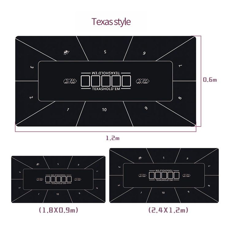 2023 factory supply high quality custom Texas Hold'em Set Mat for Casino poker OEM design and size Rubber Poker Table Mat