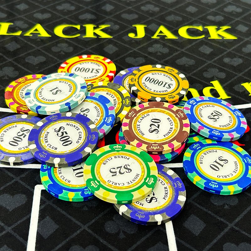 Clay Poker Chips 14g Set Casino Poker Coins 40mm Entertainment Custom Poker Chip Texas Hold'em Dollar Game