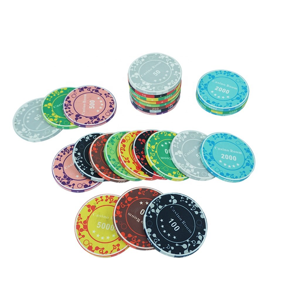 Wholesale12g five stars ceramic poker chips 43mm casino room with value free design free sample manufactures for gambling game