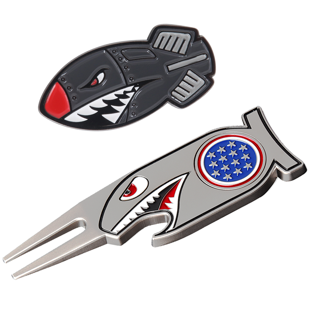 Wholesale Custom Logo Zinc Alloy Stainless Steel Creative Golf Ball Marker Hat Clip Divot Repair Tool Golf Accessories