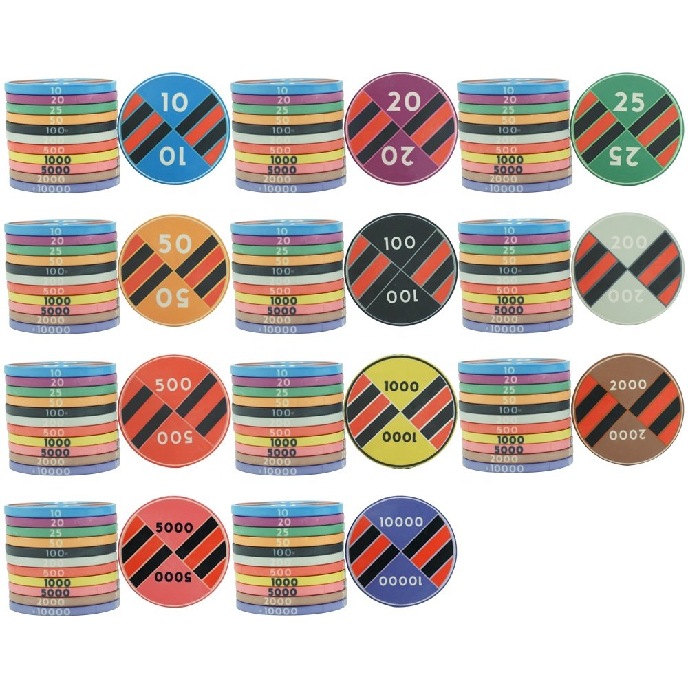 Professional quality ceramic poker chips customised logo 10g 39mm factory supply any design and color for casino table game