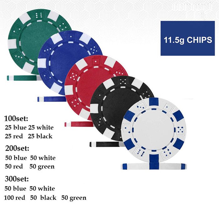 Poker Chips Set 300 pcs/set Sticker Printed Casino Dice Poker Chips Texas Hold'em Poker Chips