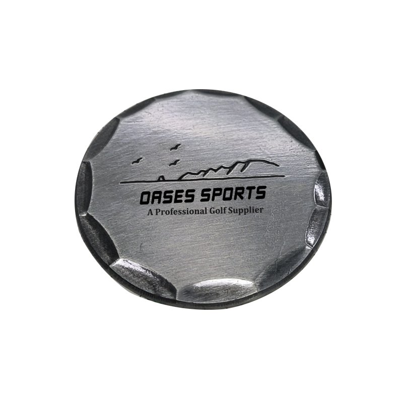 35mm 40mm Custom Logo Handmade Stamped Ball Marker Blank Hammered Edge Metal Golf Ball Markers