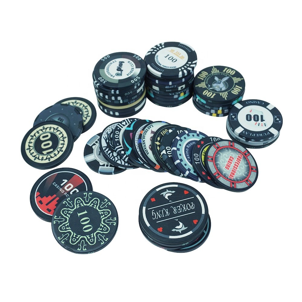 Wholesale 10g ceramic black poker chips ept diameter 39 43 45 46 48.5 50 52 55mm custom modern design for casino poker game