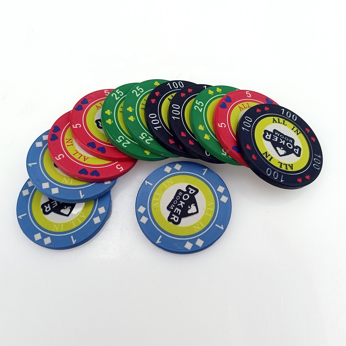 Factory custom 39mm ceramic poker chips casino rfid high quality 10g 43 45 46 48.5 50mm diameter can made for poker room games
