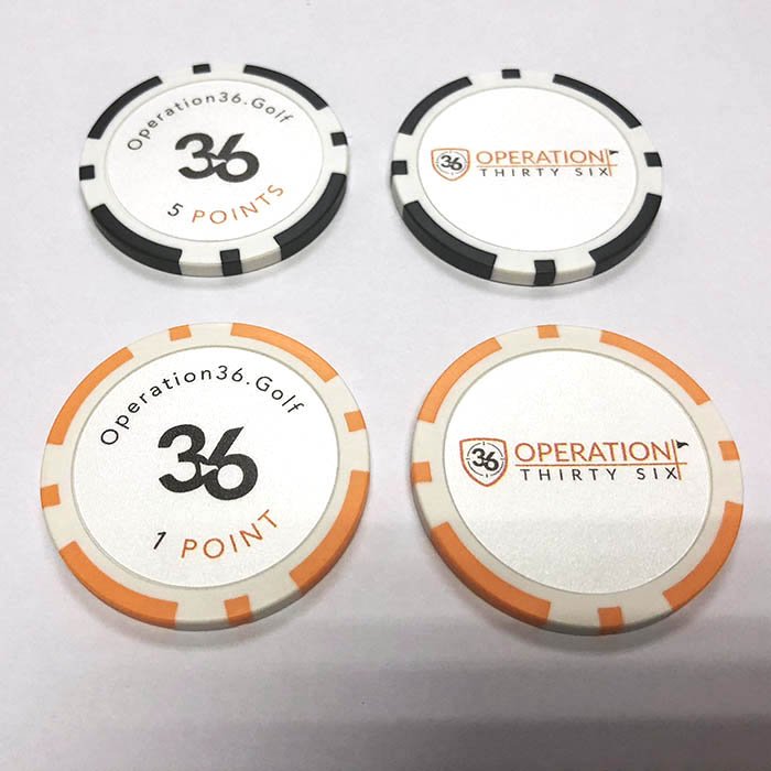 Wholesale Plastic Clay ABS Golf Poker Chip Ball Marker with Custom Sticker or Blank Sticker Sublimation Ceramic Poker Chip