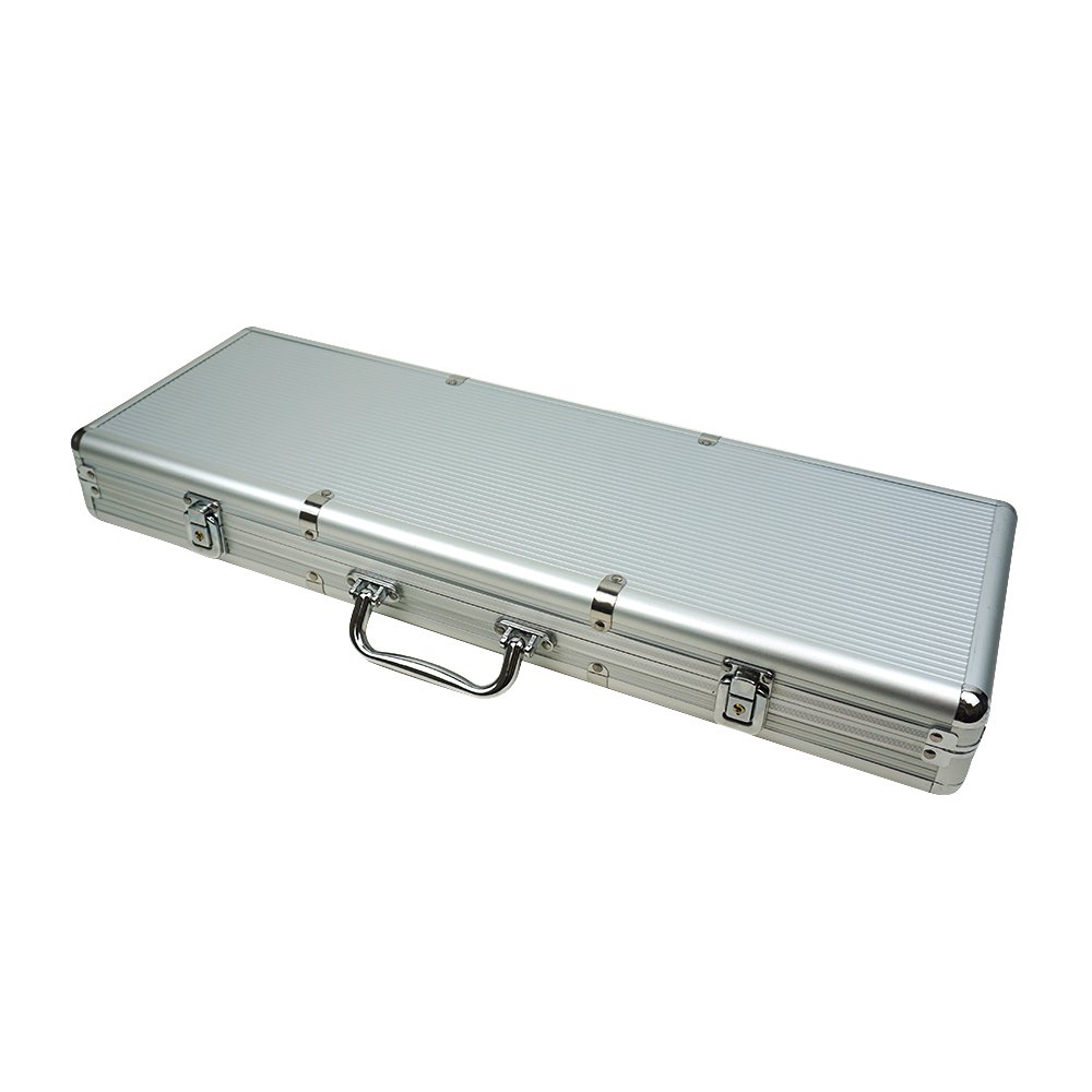Custom 300 500 1000pc Clay poker Chip Set Silver Aluminum Case Includes Dice Playing Cards and other casino accessories chip set