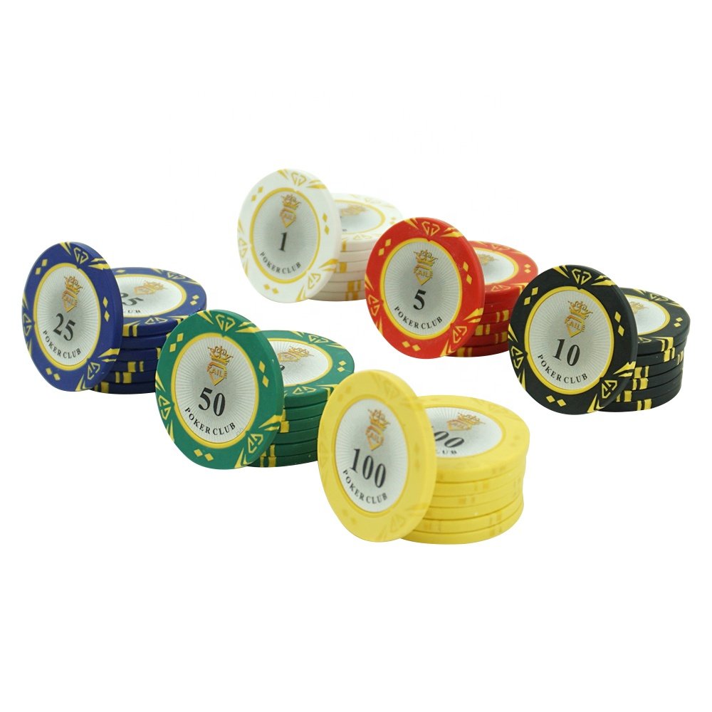 Kaile custom 40mm 14gram poker chips clay two tone colors diamond design with number stickers for casino poker club game
