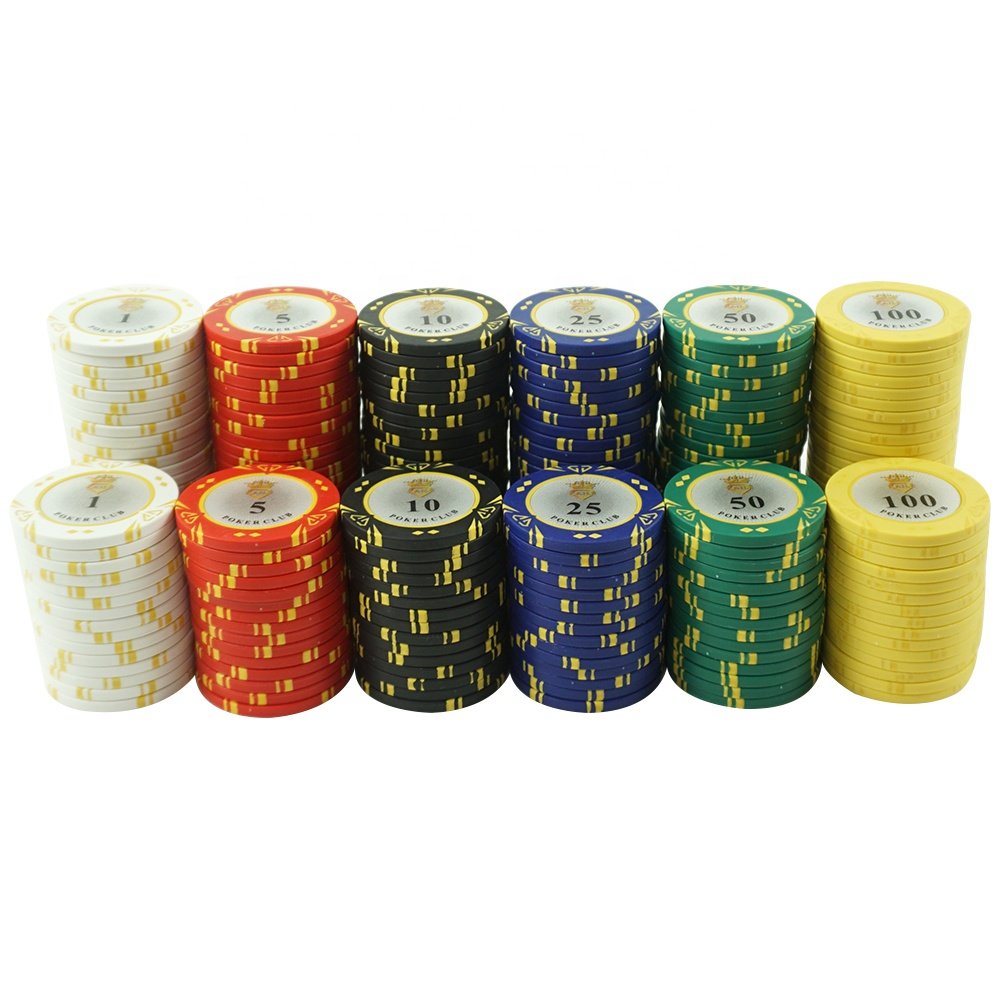 Kaile custom 40mm 14gram poker chips clay two tone colors diamond design with number stickers for casino poker club game