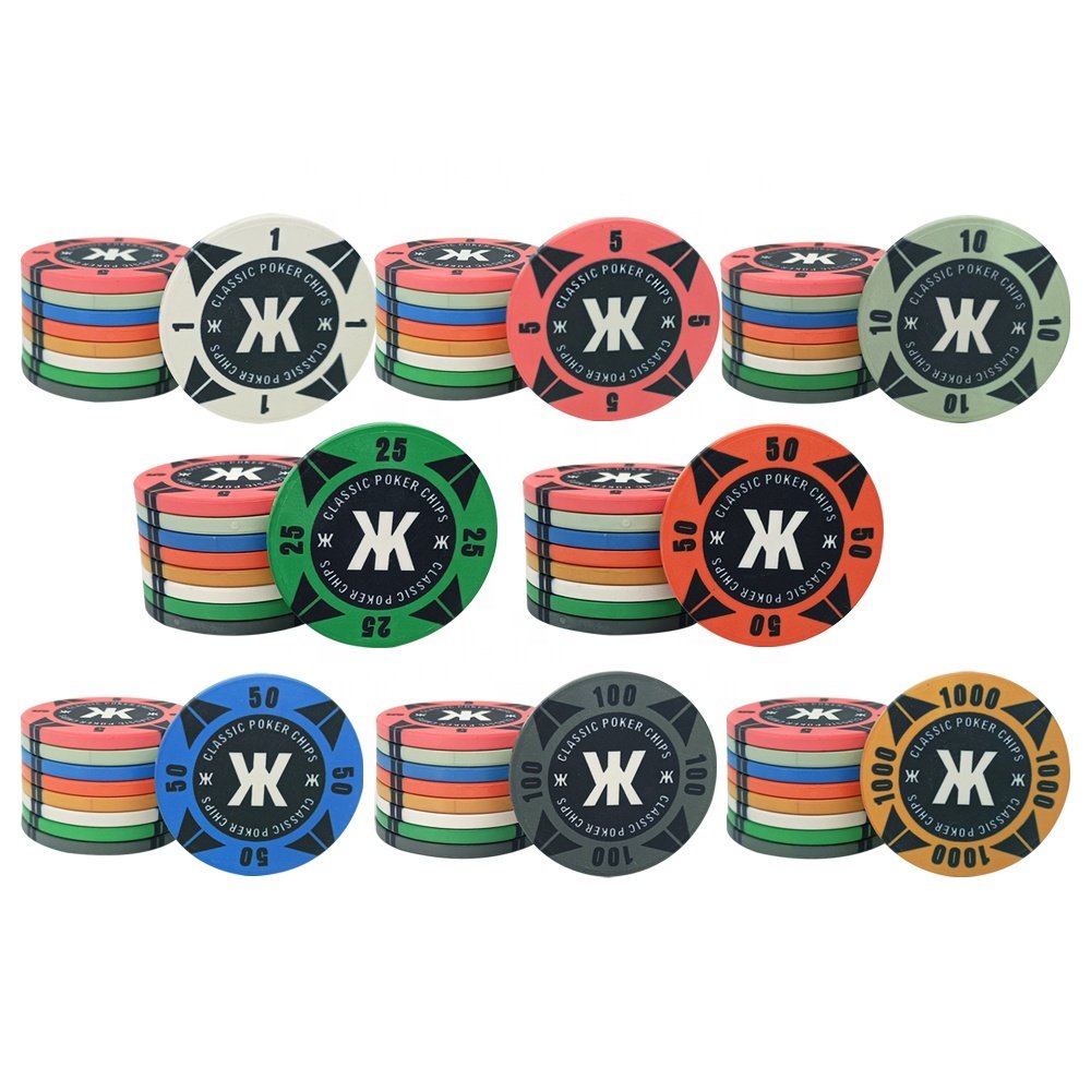 Classic custom 39mm ceramic poker chips glossy edge ept logo can be printed 10g factory supply for casino entertainment game