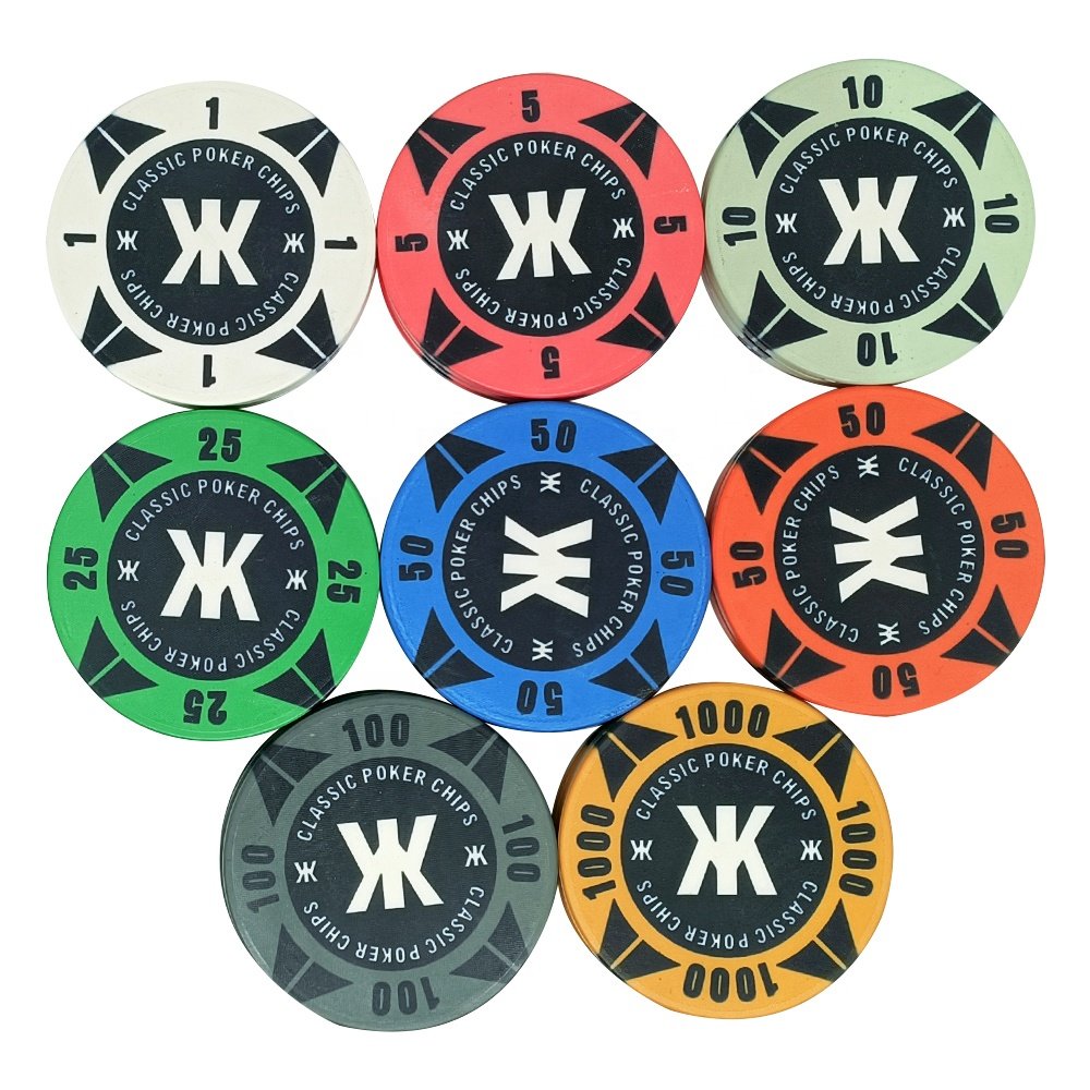Classic custom 39mm ceramic poker chips glossy edge ept logo can be printed 10g factory supply for casino entertainment game