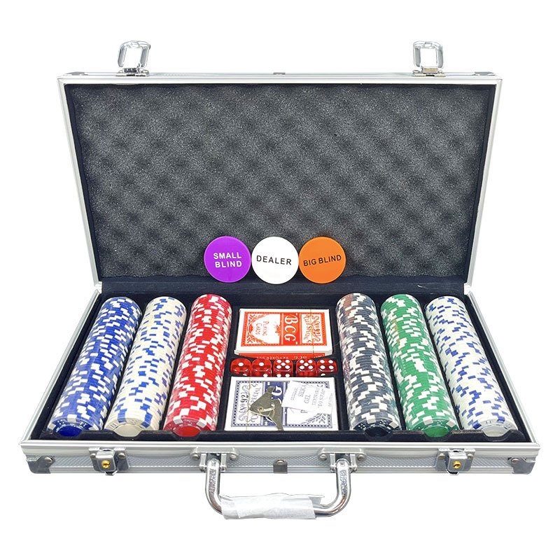 300 Pieces Poker Chips Abs+Iron Sheet Poker Chips Set 39*3mm 11.5g Baccarat Texas Hold'Em Game
