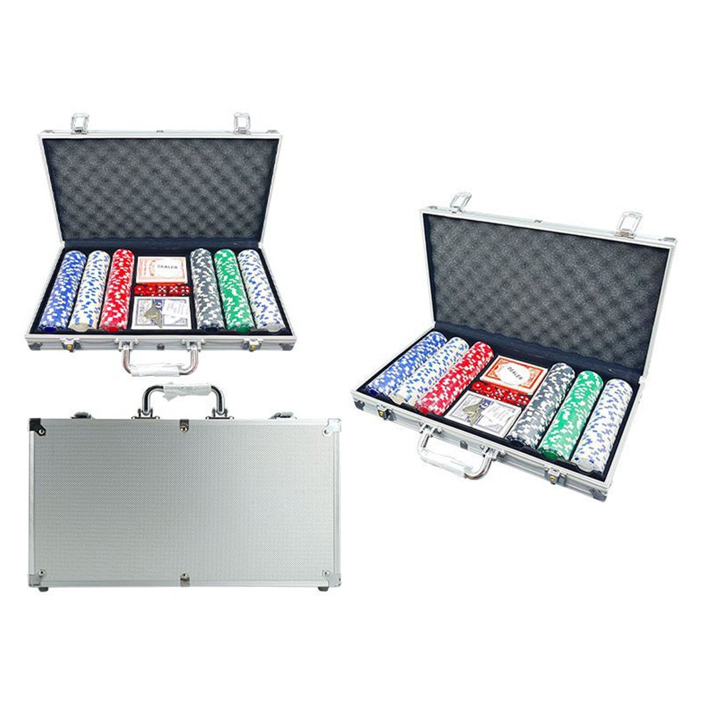 300 Pieces Poker Chips Abs+Iron Sheet Poker Chips Set 39*3mm 11.5g Baccarat Texas Hold'Em Game