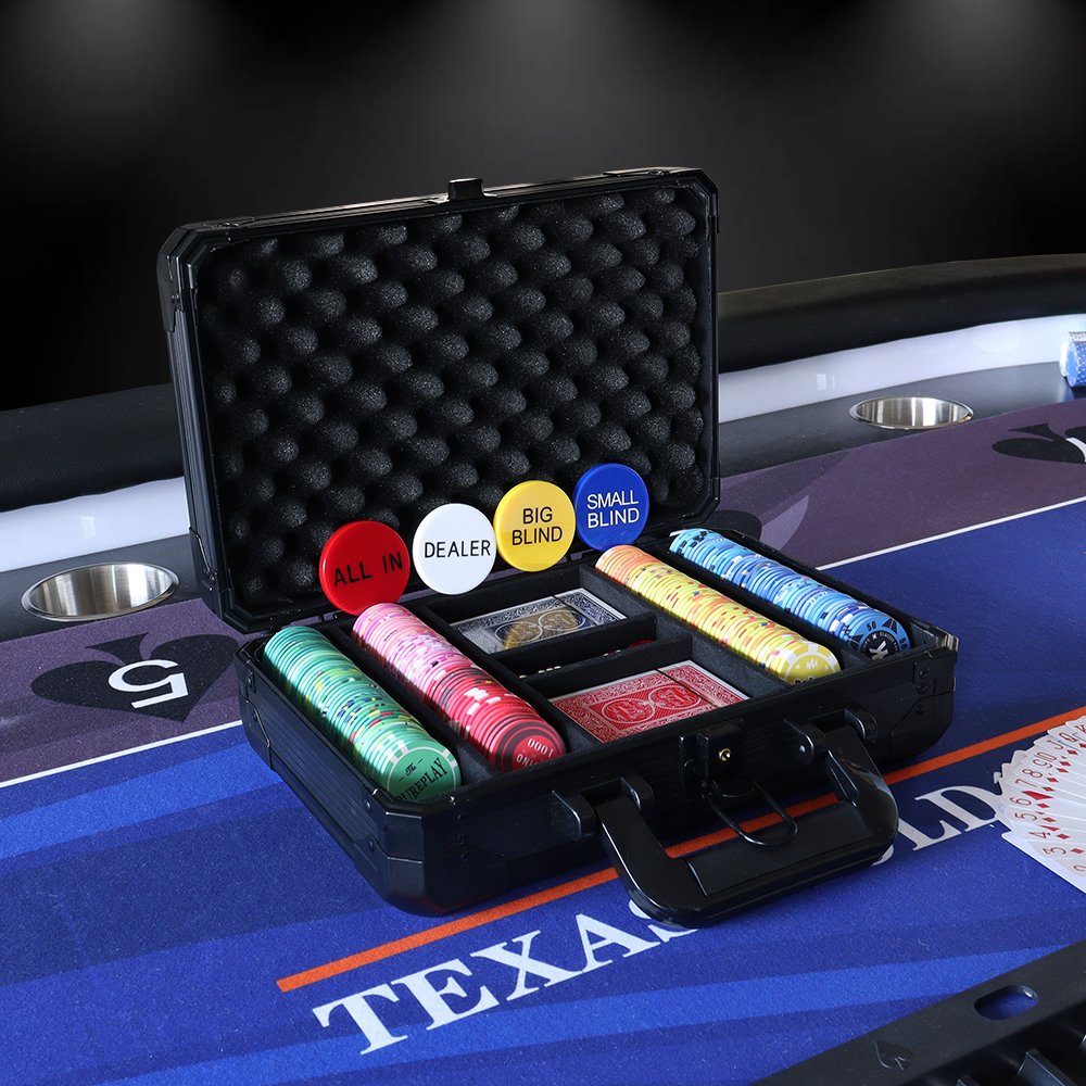 Wholesale 200pcs 10g ceramic poker chips set with black aluminum case and other casino accessaries custom logo for gambling game