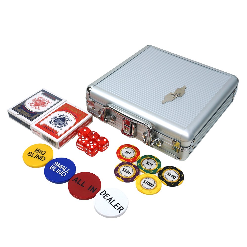 Customized Mini Aluminum Box Chip Set 100pcs Clay Chips And Dealer Button Playing Cards Complete Casino Accessory Set
