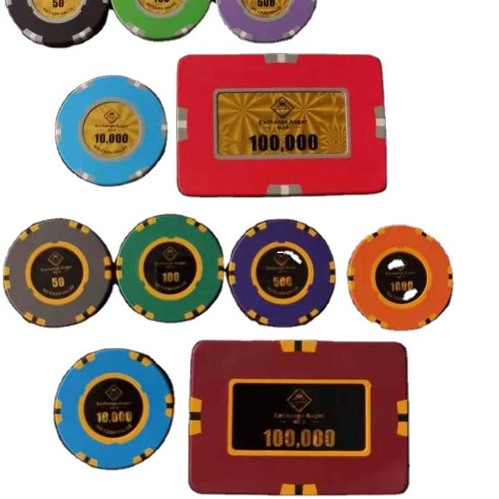 Casino quality clay poker chip with customised colour and logo in lay 14 gm casino chip