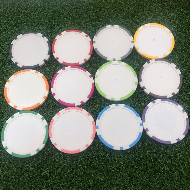 Wholesale Cheap Ready to ship Colors Clay ABS Blank Unique 40mm Logo Golf Accessories Plastic Poker Chip Golf Ball Markers