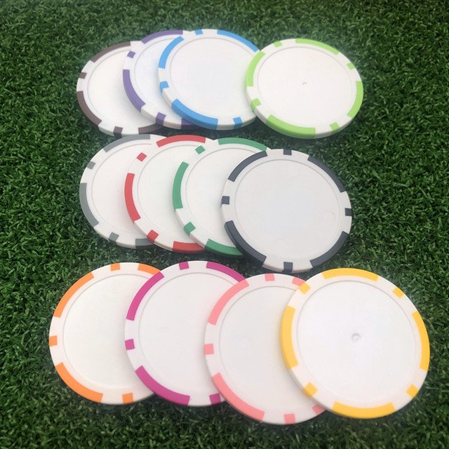 Wholesale Cheap Ready to ship Colors Clay ABS Blank Unique 40mm Logo Golf Accessories Plastic Poker Chip Golf Ball Markers