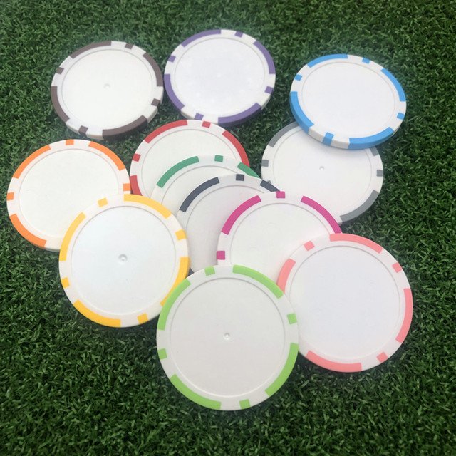 Wholesale Cheap Ready to ship Colors Clay ABS Blank Unique 40mm Logo Golf Accessories Plastic Poker Chip Golf Ball Markers