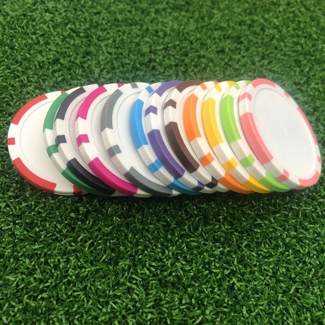 Wholesale Cheap Ready to ship Colors Clay ABS Blank Unique 40mm Logo Golf Accessories Plastic Poker Chip Golf Ball Markers