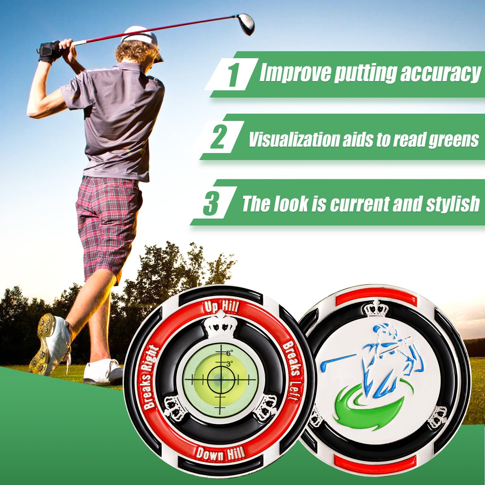 Personalized high quality 7mm thick luxury full color logo 40mm diameter slowplay golf ball marker poker chip