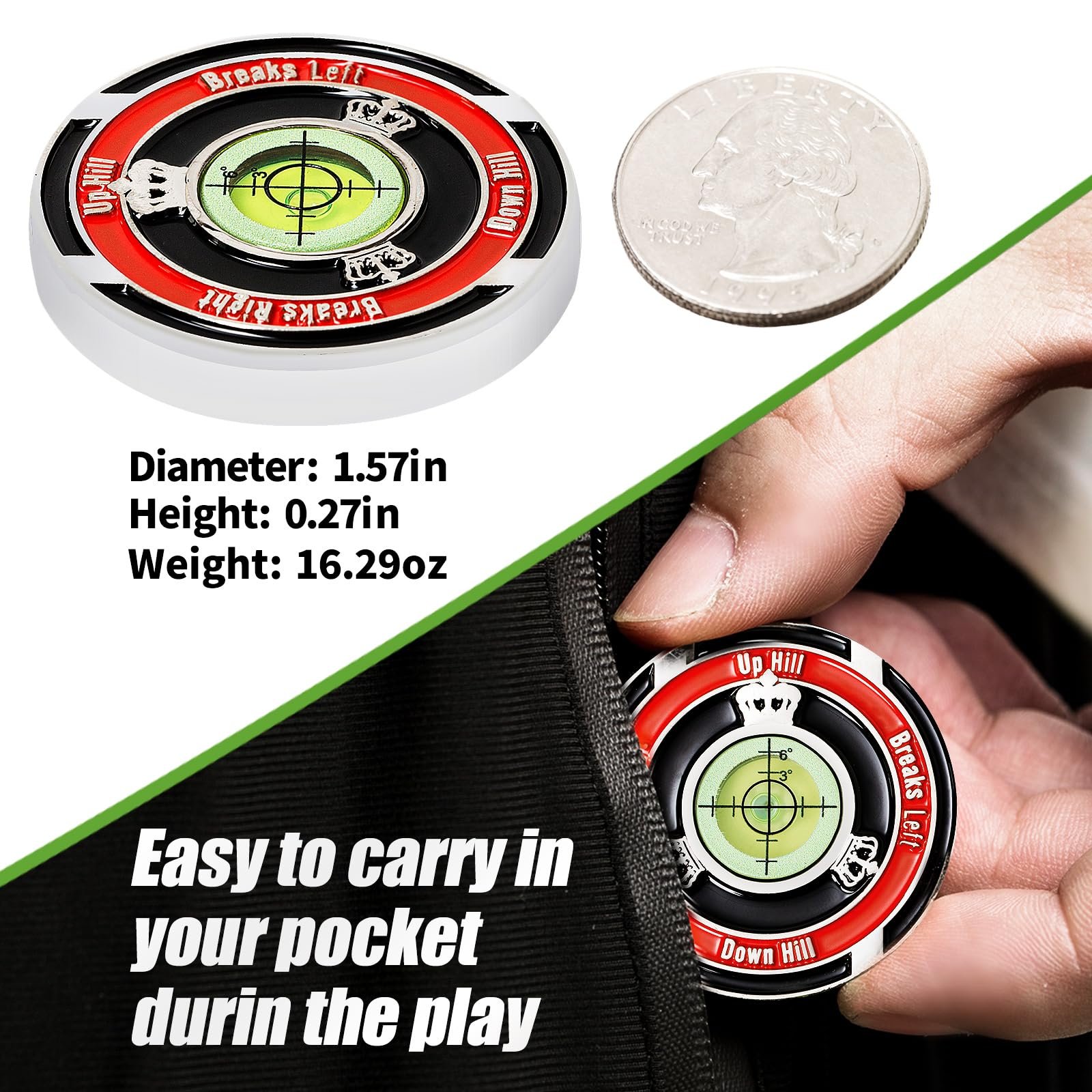 Personalized high quality 7mm thick luxury full color logo 40mm diameter slowplay golf ball marker poker chip
