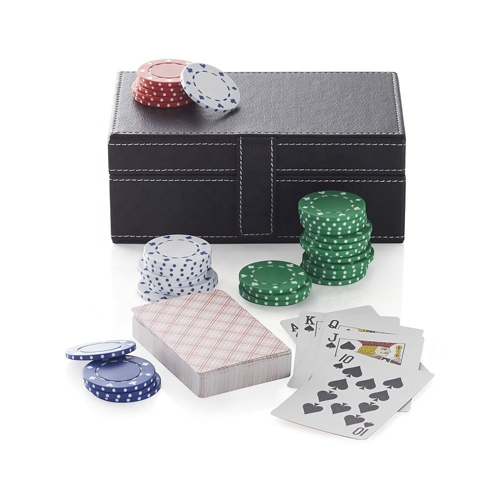 Manufacture Poker Entertainment Brown PU Leather Poker Chip Case Dice Poker Chip Set Box