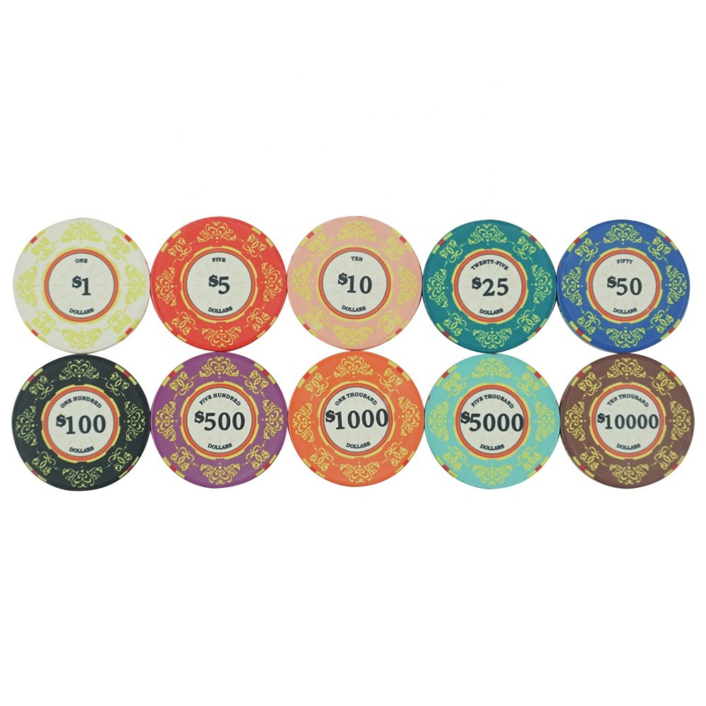Factory wholesale venerat ceramic poker chips 10g ept customized flower design printed 39 43 mm with value for casino game