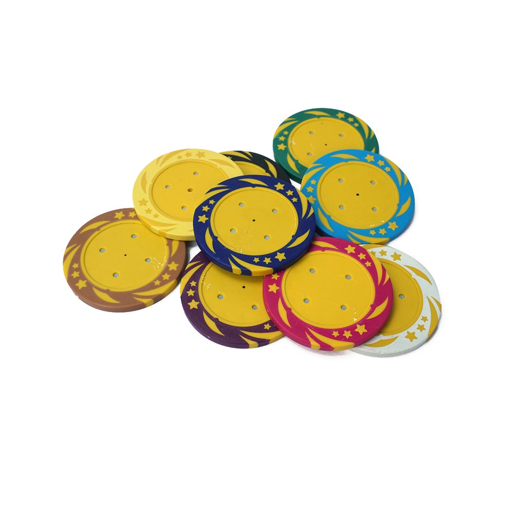 Professional 14g blank clay poker chips three stars 40mm with iron core factory custom no sticks for casino entertainment game