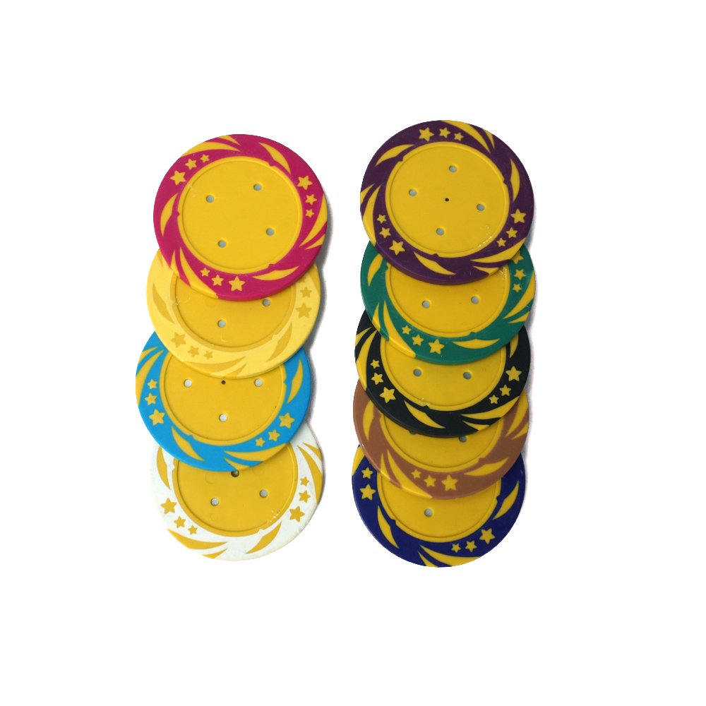 Professional 14g blank clay poker chips three stars 40mm with iron core factory custom no sticks for casino entertainment game