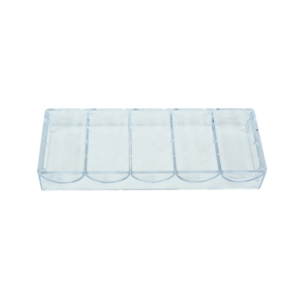 100pcs acrylic poker chips tray no lid transparent plastic rack only from factory directly for carry 40mm and 10g poker chips