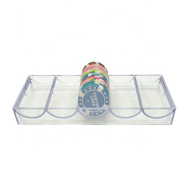 100pcs acrylic poker chips tray no lid transparent plastic rack only from factory directly for carry 40mm and 10g poker chips