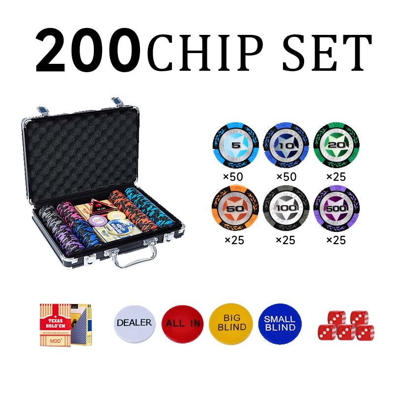 Casino Custom Poker Chips Set Casino Professional Quality 200 Pieces Clay Chips Set With Case