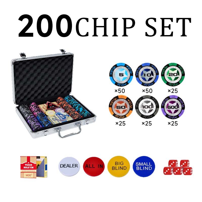 Casino Custom Poker Chips Set Casino Professional Quality 200 Pieces Clay Chips Set With Case