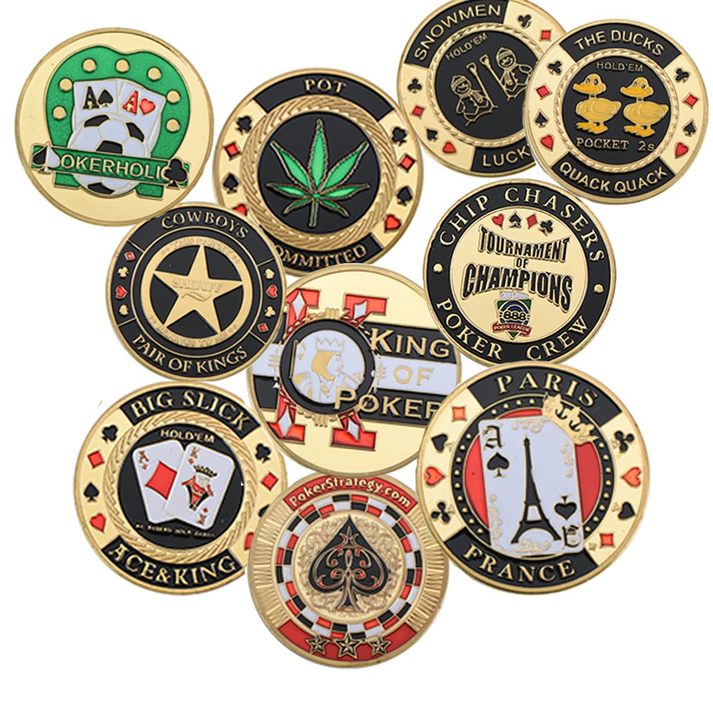 Factory OEM Custom Design Enamel Souvenir Coin Gambling Poker Chips Metal Zinc Alloy Coin Poker Game Lucky Token Coin