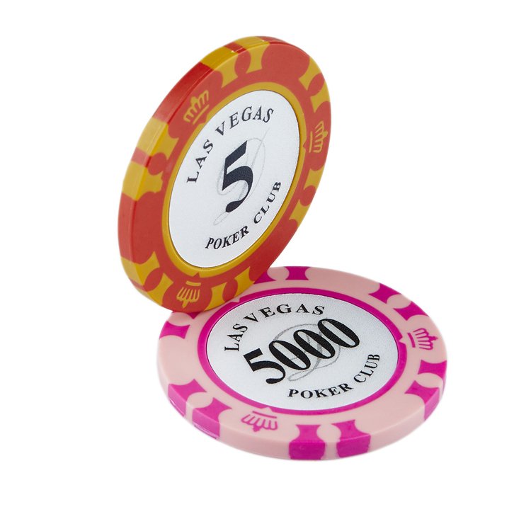 High Quality 13.5g clay pokerchips 40mm Lasvegas Crown Chip with Value Stickers For pokerclub