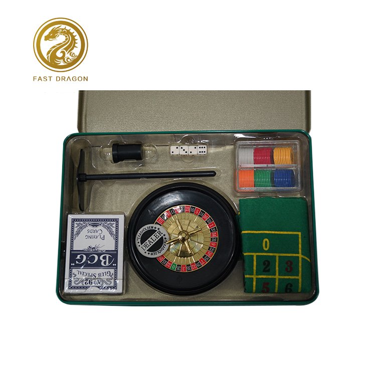 Casino 60 pieces Poker Chips Set 5 in 1 Metal Case Gift with 6 inch turntable Manual Roulette rulett
