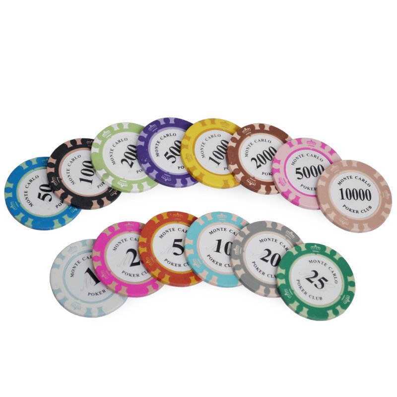 Wholesale 40MM 13.5G 14g real blank clay poker chips insert the middle sticker