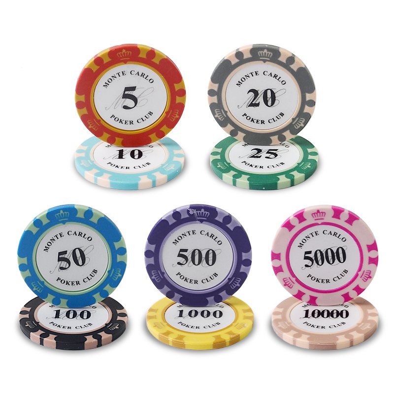 Wholesale 40MM 13.5G 14g real blank clay poker chips insert the middle sticker